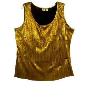 Retro Glam Gold Sleeveless Shirt Blouse 22/24 Mobwife Tiered Ruffled Scoop Neck
